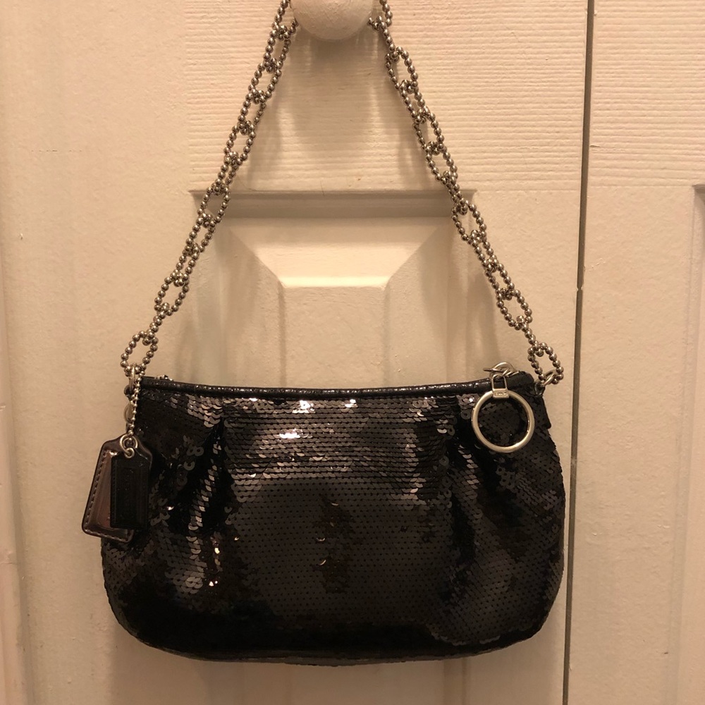 Black Sequin Coach Evening Bag